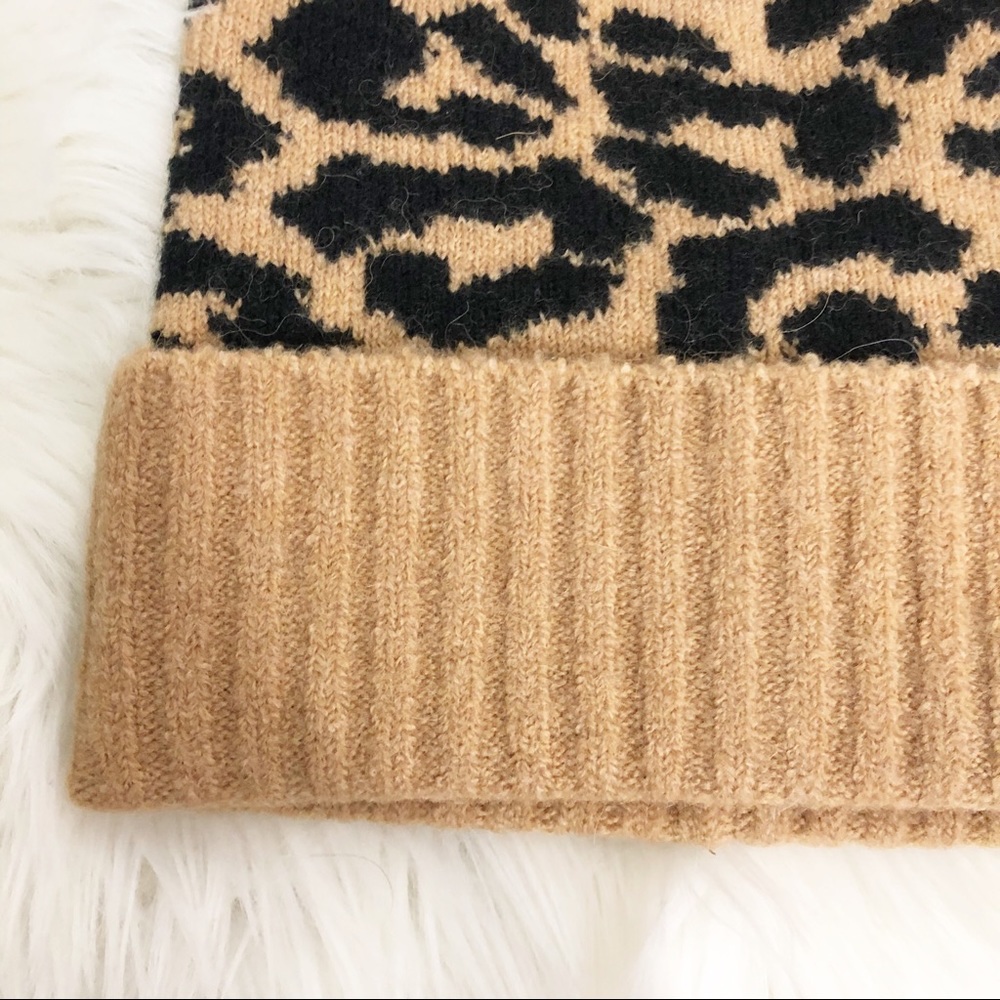 J. Crew Leopard Print Beanie Supersoft yarn - Picture 2 of 7